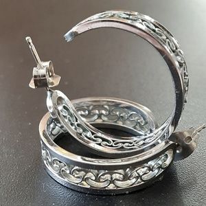Sterling Silver Filigree Hoop Earrings